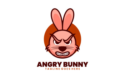 Logotipo de desenho animado do mascote coelho irritado