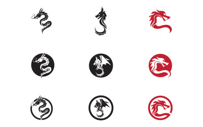 Plantilla de logotipo de cabeza de fuego de dragón v31
