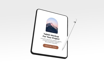 Tablet with Pencil PSD Mockup