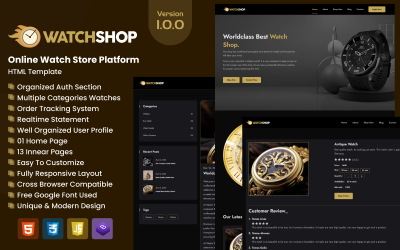 WatchShop - modelo HTML da plataforma da loja de relógios on-line