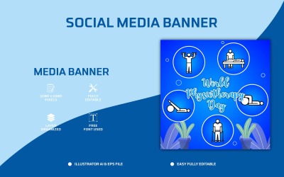 Design de postagem de mídia social do Dia Mundial da Fisioterapia ou modelo de banner da Web - modelo de mídia social