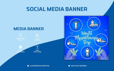 Diseño de publicación en redes sociales del Día Mundial de la Fisioterapia o plantilla de banner web - Plantilla de redes sociales