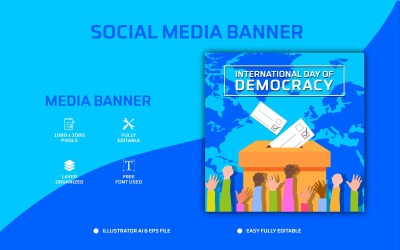 Internationale Dag van de Democratie Social Media Post Design of Web Banner Template