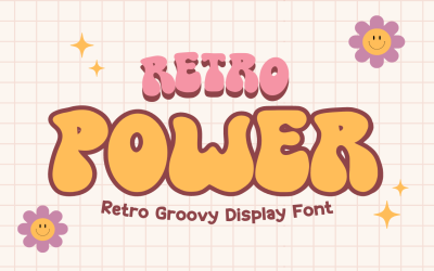 Retro Power - Fuente de pantalla Groovy retro