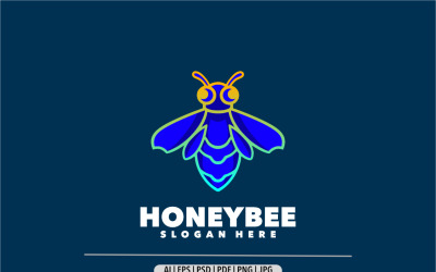 Bal arısı degrade renkli logo tasarım şablonu