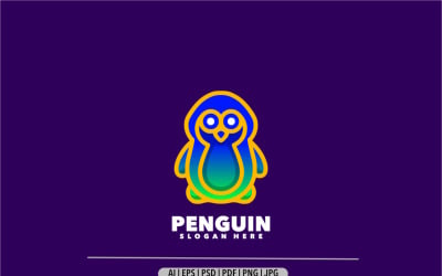 Dégradé coloré de logo de dessin animé de mascotte de pingouin