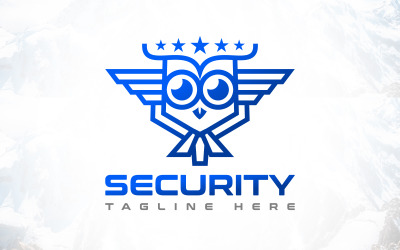 Design de logotipo de segurança de pássaro coruja de defesa