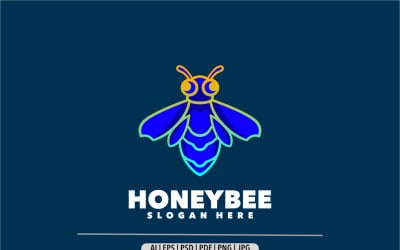 Modèle de conception de logo coloré dégradé d&amp;#39;abeille à miel