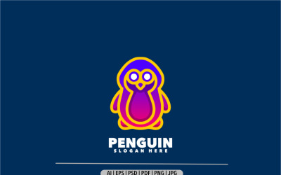 Pinguim linha gradiente logotipo colorido