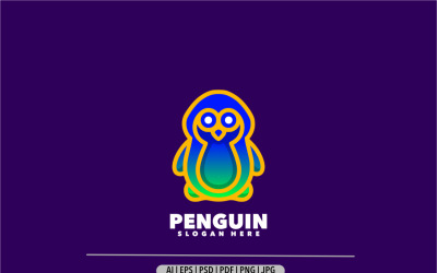 Pingwin maskotka kreskówka logo kolorowy gradient