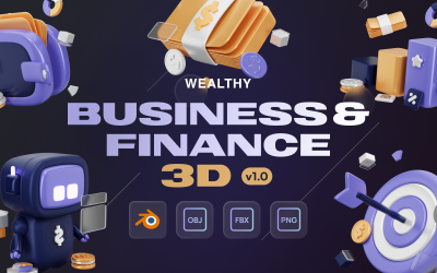 Bogaty - biznes &amp;amp; finanse 3d zestaw ikon