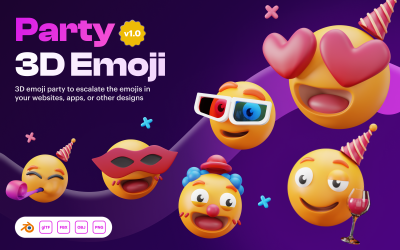 Emoty - Fest och firande 3D Emoji Set