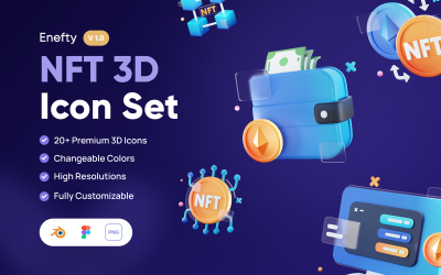 Enefty - Set di icone 3D per gli investimenti digitali NFT