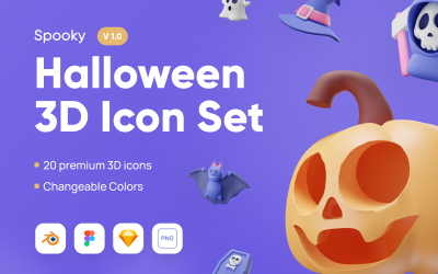 Gruselig – 3D-Icon-Set im Halloween-Stil