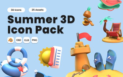 Pack d&amp;#39;icônes 3D d&amp;#39;été Vol 2