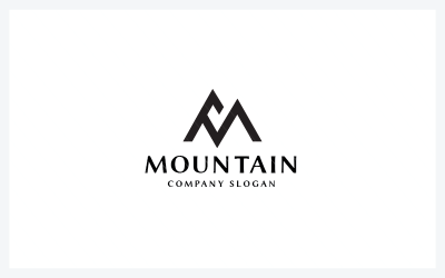 Plantilla de logotipo vectorial de montaña M
