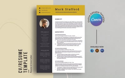 Specialista IT Modello di curriculum Canva ATS moderno di 2 pagine