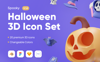 Spooky - conjunto de ícones 3D com tema de Halloween