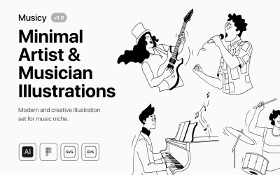 Musikalisch – Künstler – Musiker Illustrationen