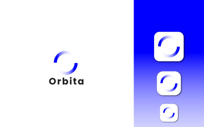 Буква O Дизайн логотипа со значком мобильного приложения