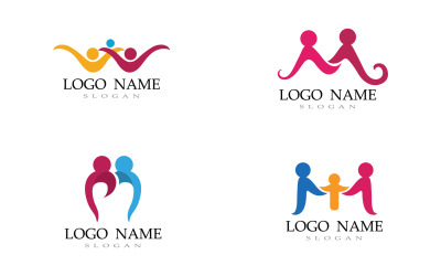 Equipo de personas de atención familiar éxito carácter humano comunidad logo v19