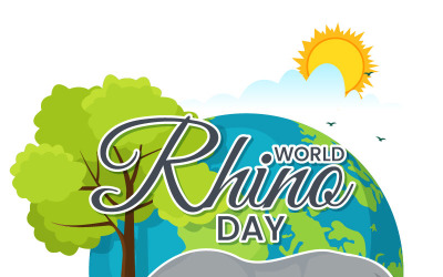 13 World Rhino Day vektorillustration