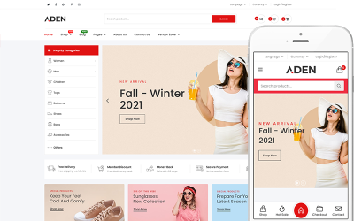 Aden – šablona webových stránek pro módní obchody a tržiště s více dodavateli
