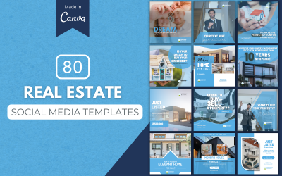 80 Premium Real Estate Social Media Templates Pack (Made With Canva)