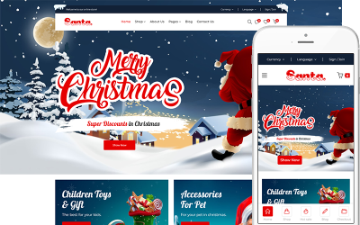 Санта - магазин рождественских подарков WooCommerce тема WordPress