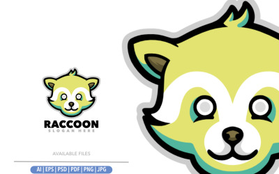 Cute raccoon head logo design