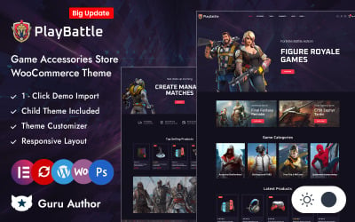 PlayBattle — магазин видеоигр и аксессуаров для электроники Адаптивная тема Elementor Woocommerce