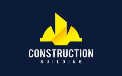 Trabajador Casco Construcción Edificio Logo