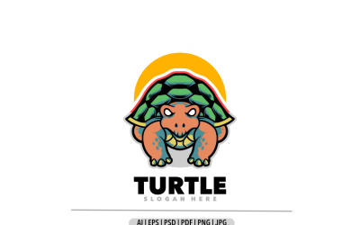Turtle mascot cartoon logo design template