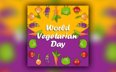 A Vegetáriánus világnapja a közösségi médiában poszttervezés vagy webes szalaghirdetés sablon