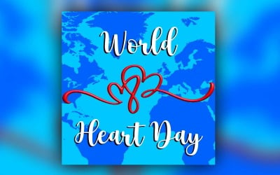 Conception de publication sur les médias sociaux ou modèle de bannière Web pour la Journée mondiale du cœur