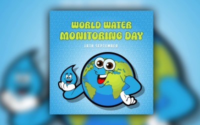 Design de postagem de mídia social do Dia Mundial de Monitoramento da Água