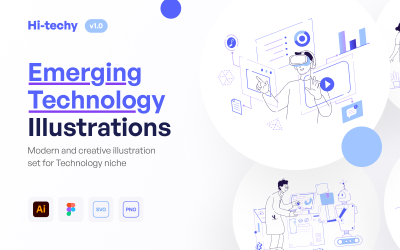 Hi-Techy - Ensemble d&amp;#39;illustrations de technologies émergentes