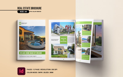 Modello di brochure per agenzia immobiliare. Modello Adobe Indesign