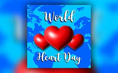 Yeni Dünya Kalp Günü Sosyal Medya Post Tasarımı veya Web Banner Şablonu