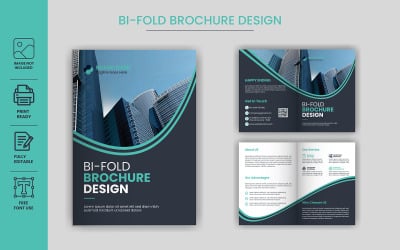 Benzersiz şablona sahip profesyonel kurumsal Bifold broşür Düzeni