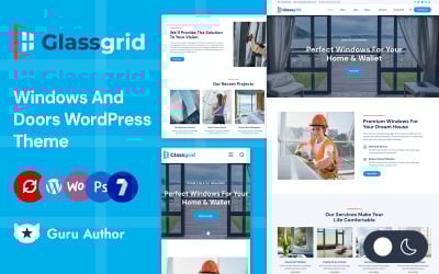 Glassgrid – služby oken, skel a dveří Responzivní téma Elementor Wordpress
