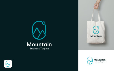 Modello di progettazione del logo dell&amp;#39;avventura di campeggio in montagna