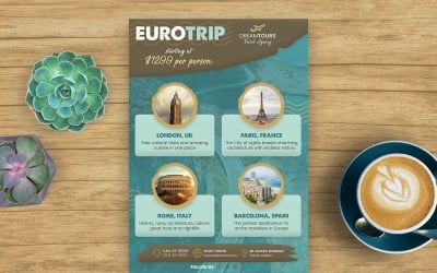 Шаблон листовки о путешествиях и турах