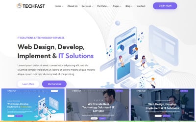 Techfast - бизнес-услуги и ИТ-решения Многоцелевой HTML5-шаблон веб-сайта