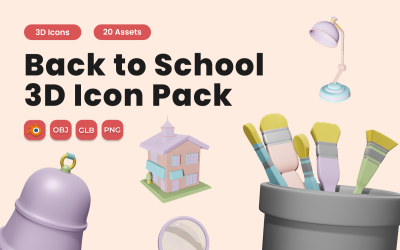 De volta à escola 3D Icon Pack Vol 2