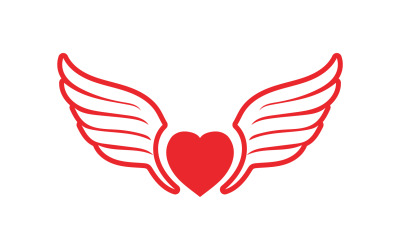 Wing Heart love valentine element logo vector v.7