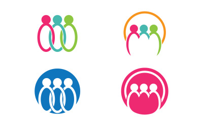 Cuidado familiar personas equipo éxito carácter humano comunidad logo v.29