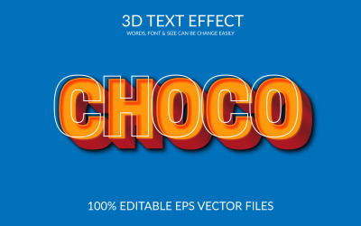 Choco 3D editável Vector Eps Design de efeito de texto.