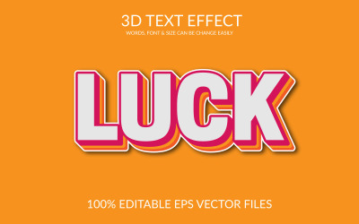 Diseño de efecto de texto vectorial editable 3d de suerte
