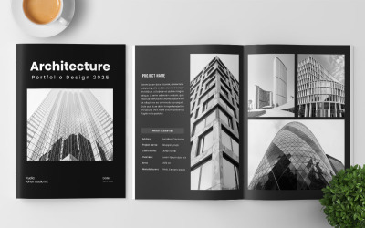 Építészeti portfólió brosúra elrendezése portfólió sablon tervezése